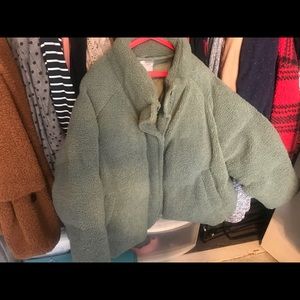 ASOS Sage Green Fleece Puffer Coat